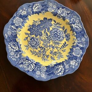 Spode Blue Floral on Yellow Scalloped Rim Serving Plate